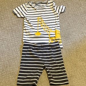 Carter's Striped Pajama Set with Yellow Crane